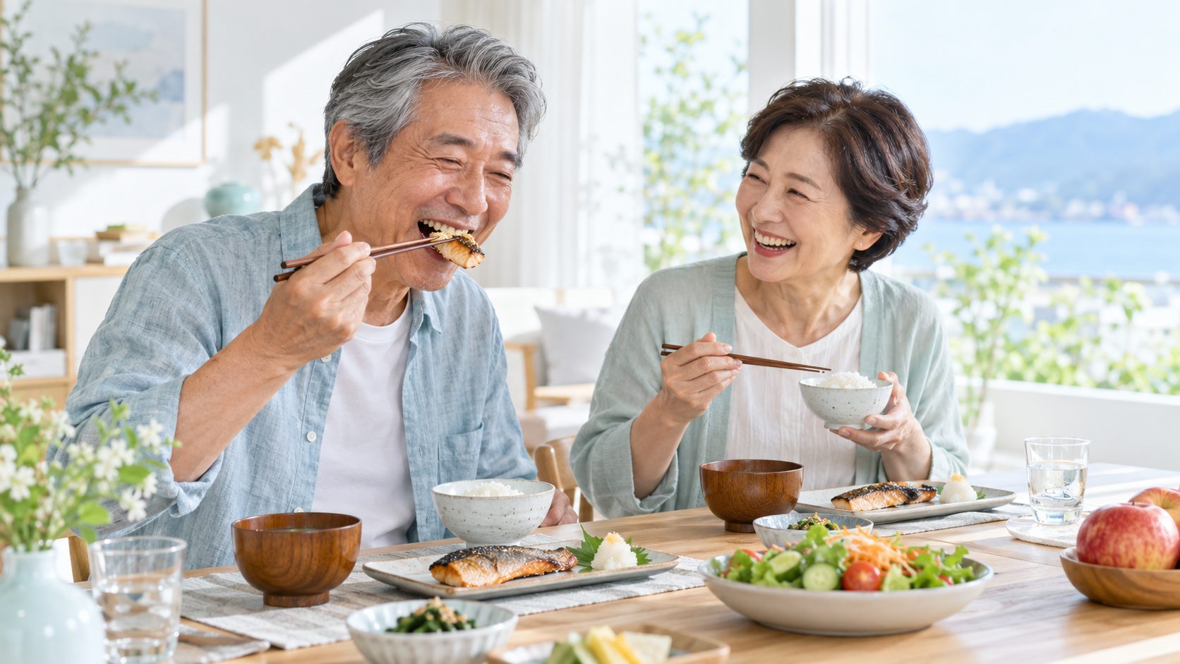 食事を楽しむ夫婦